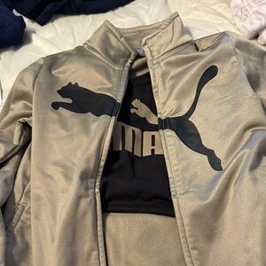 Puma Black and Gold Kids Tee & jacket